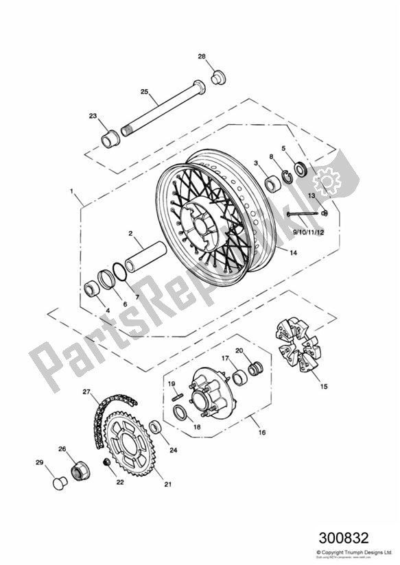 All parts for the Rear Wheel/final Drive >281465-f2 / 279278-f4 of the Triumph America Carburettor 790 2002 - 2007